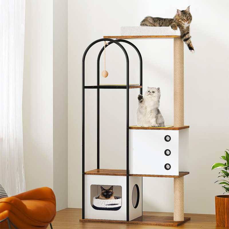 Tucker Murphy Pet Draiven Pet Cat Tree Tower Cat Tree Condo with Scratching Pads Cat Tower House Scratcher Cat Furniture Wayfair